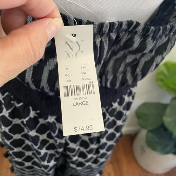 New York‎ & Co black white halter maxi dress cotton size L NWT - Picture 5 of 11
